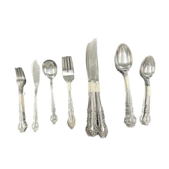 37 Piece Oxford Hall Stainless Steel COVENT GARDEN Flatware Silverware Floral - Picture 1 of 5